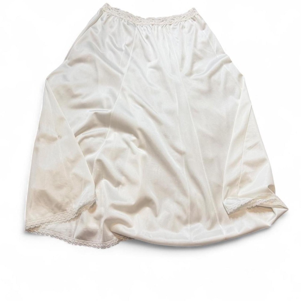 Vintage 80s White Lace Trimmed Half Slip, Women's Size M
